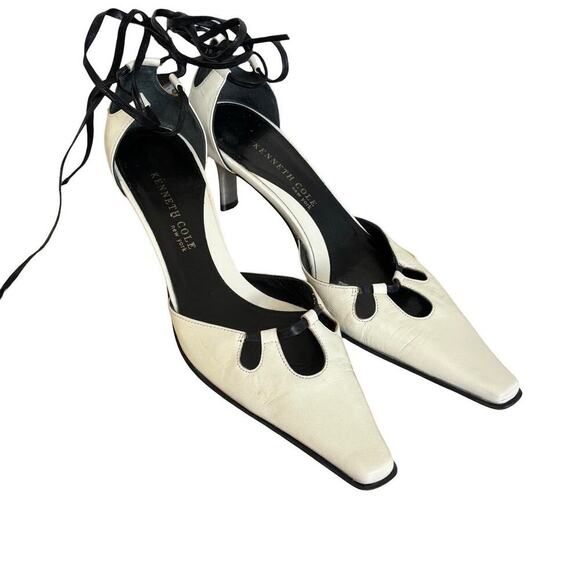90'S Y2K KENNETH COLE NY LACE UP POINTED TOE PUMPS HEELS SIZE 6 MADE IN ITALY. - Picture 2 of 8